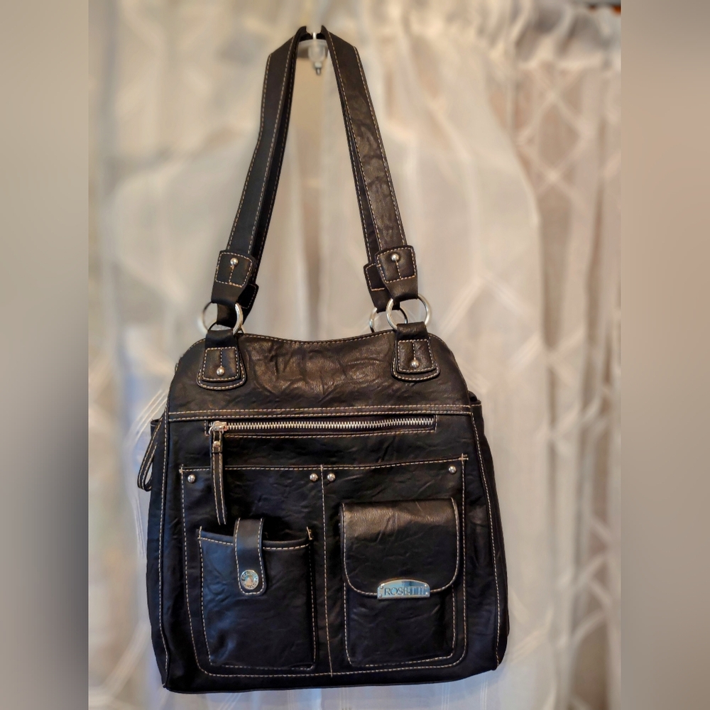 Rosetti Black Shoulder Bag with Silver Accents